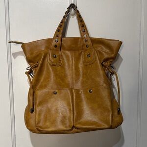 Studded Tan Tote Bag